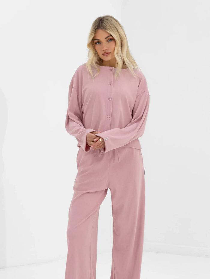 Alma Button Up Cardigan - Dusky Pink