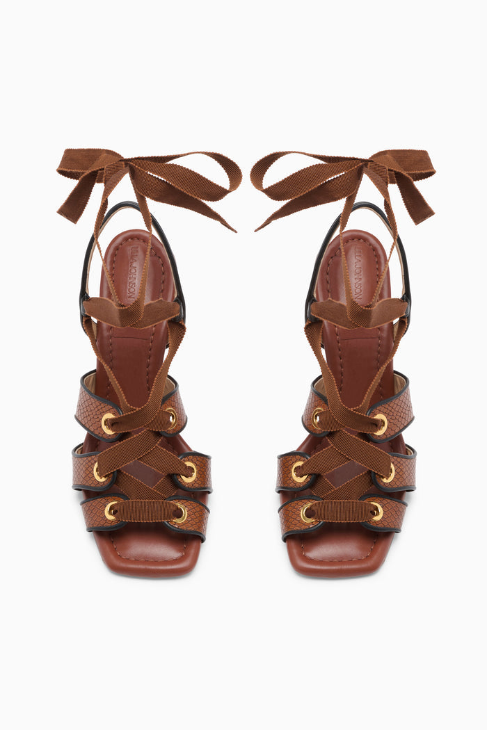 Sierra Luxury Eyelet High Heels Pair - Top View with Branded Insole | Ulla Johnson
