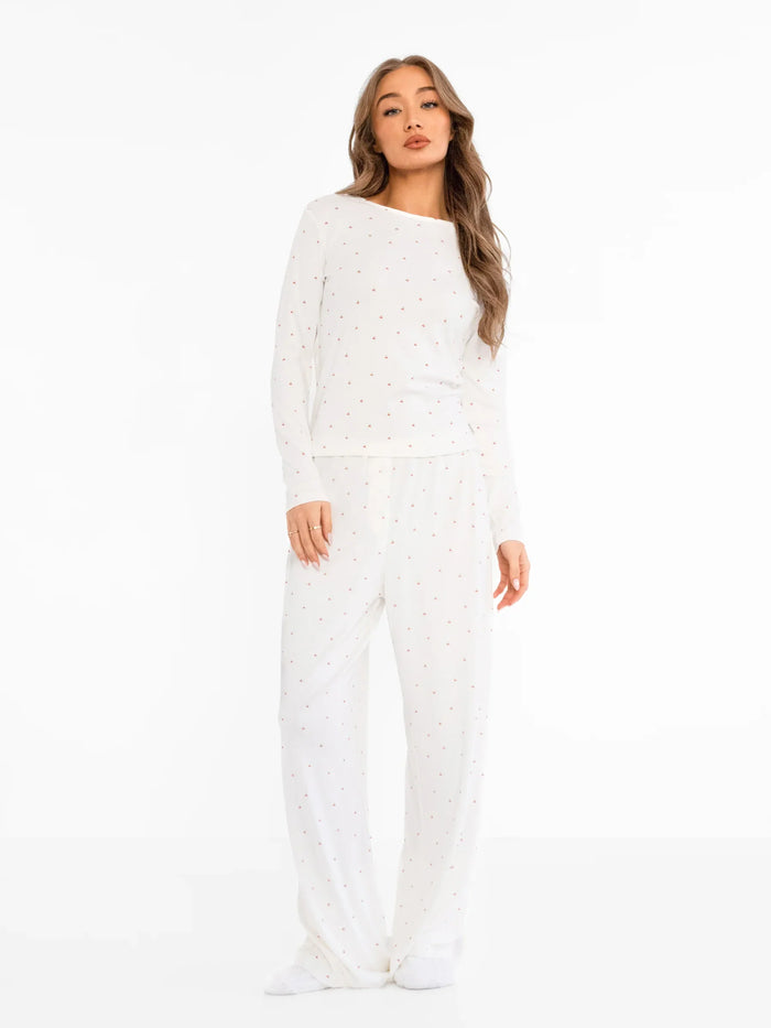 Avery Pointelle Trousers - Cherry Print