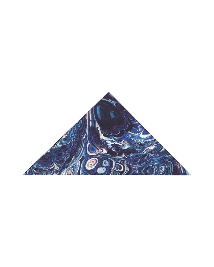 Blue Paisley Crust Print Shirt with Matching Handkerchief-Makrom