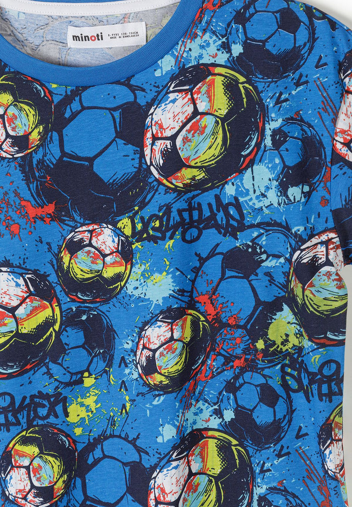 T-Shirt & Shorts Pyjamas 2-Pack Football Print Blue - 5