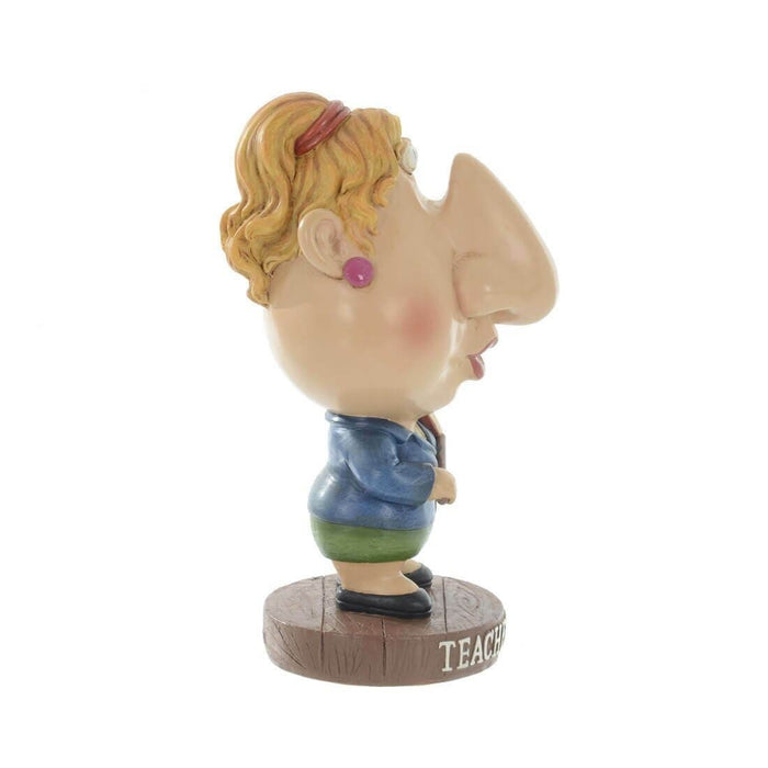 Profile of woman teacher reading glasses holder figure on a white background