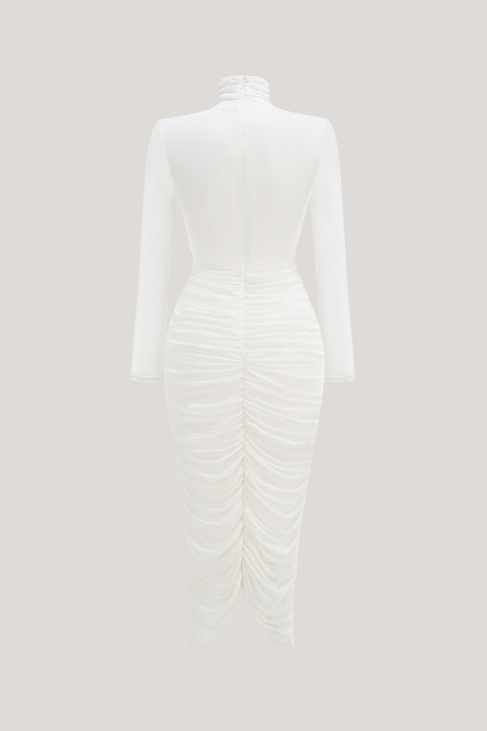 Cesarina High Neck Ruch Midi Dress