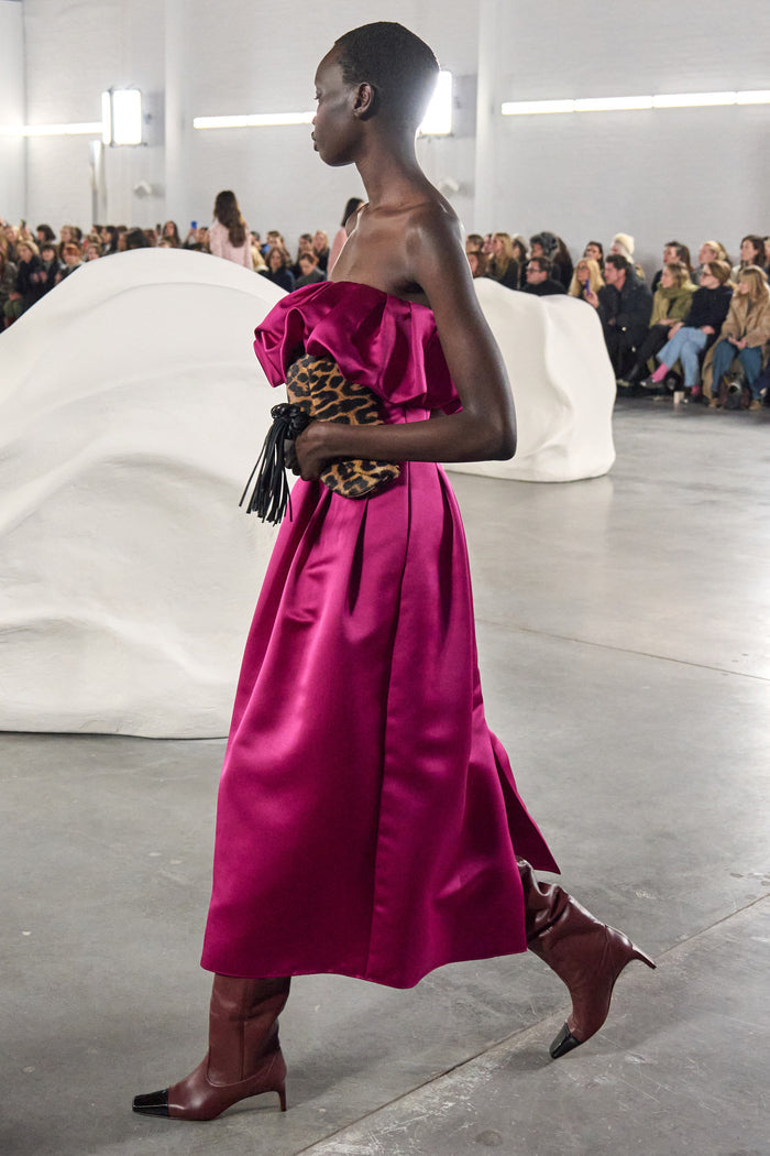 Cosima Strapless Satin Dress - Orchid