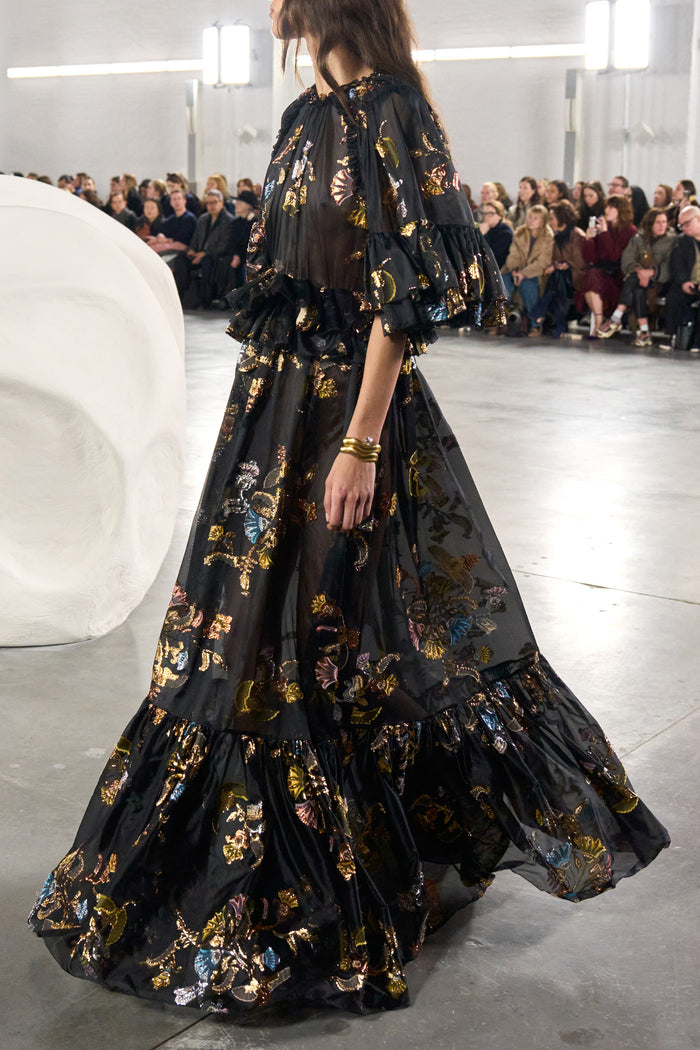 Diann Ruffled Silk Gown - Raven