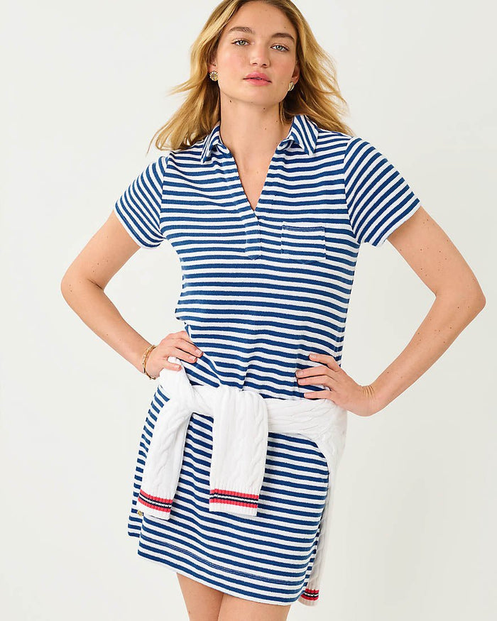 Lilly Pulitzer - Dune Short Sleeve Dress - Starlight Navy St Tropez Stripe