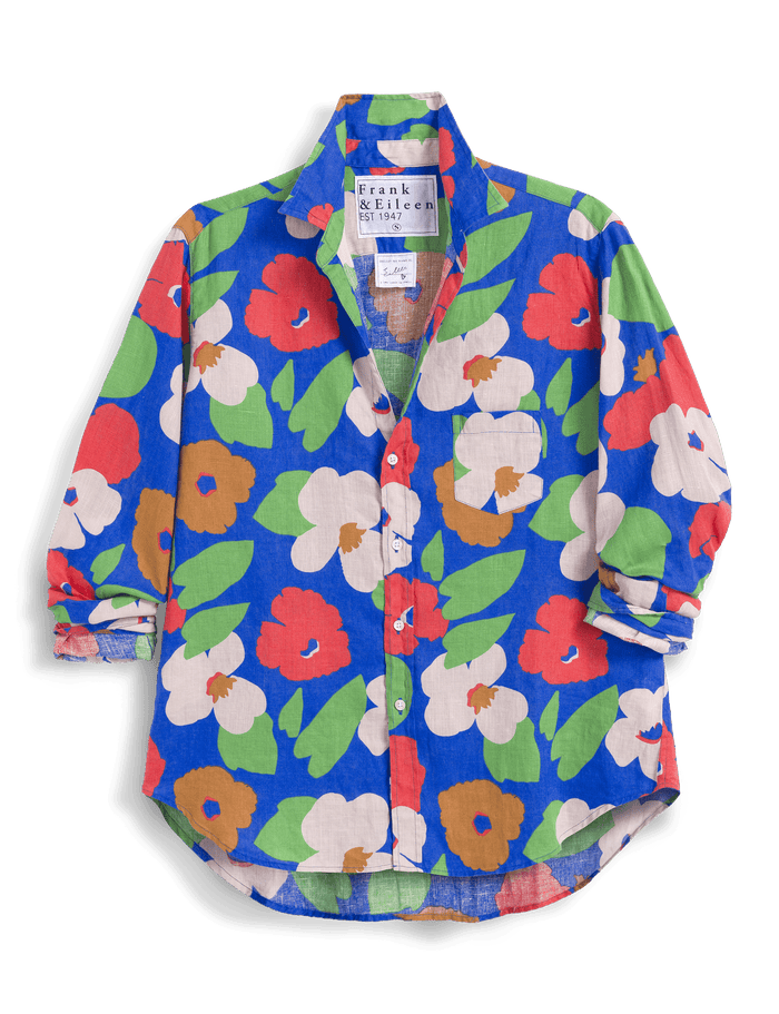 EILEEN Bright Blue Floral, Italian Classic Linen