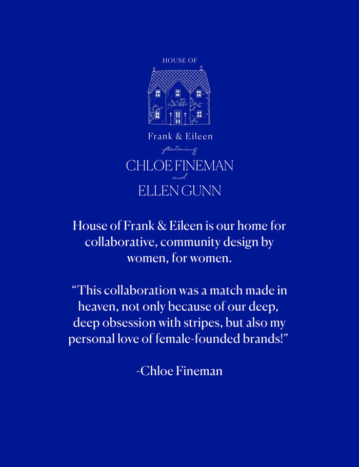 Promotional graphic for House of Frank & Eileen with branding and text on a blue background