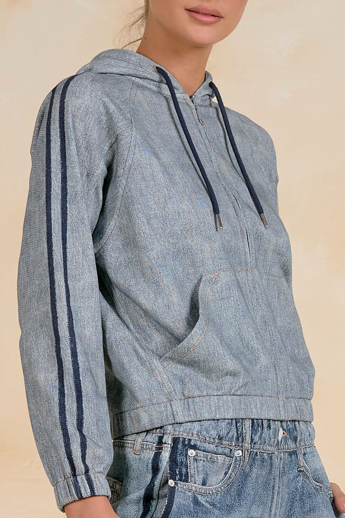 ELAN Denim Bomber Hoodie