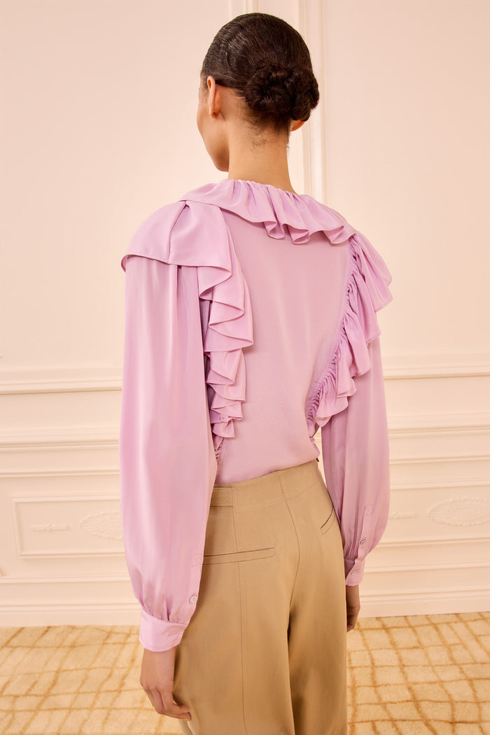 Aster Premium Silk Ruffle Blouse with Flowing Back Detail - Back View | Ulla Johnson
