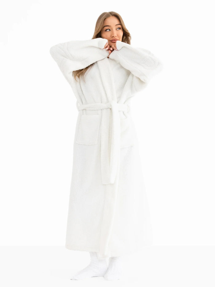 Embroidered Isabel Dressing Gown - White