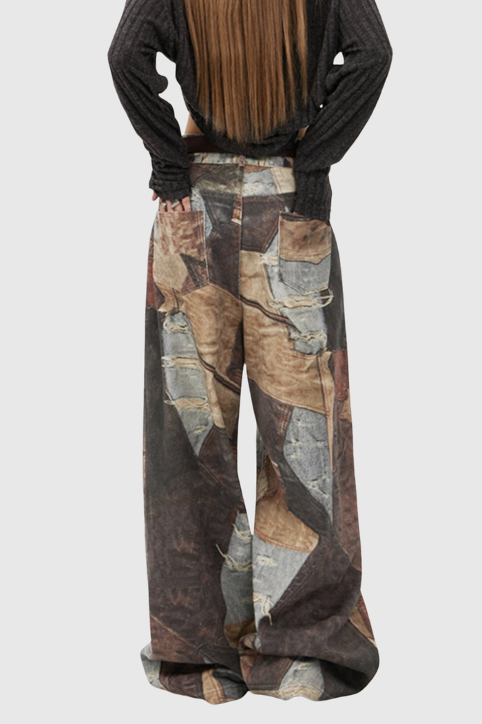 Farshad Asymmetric Print Jeans