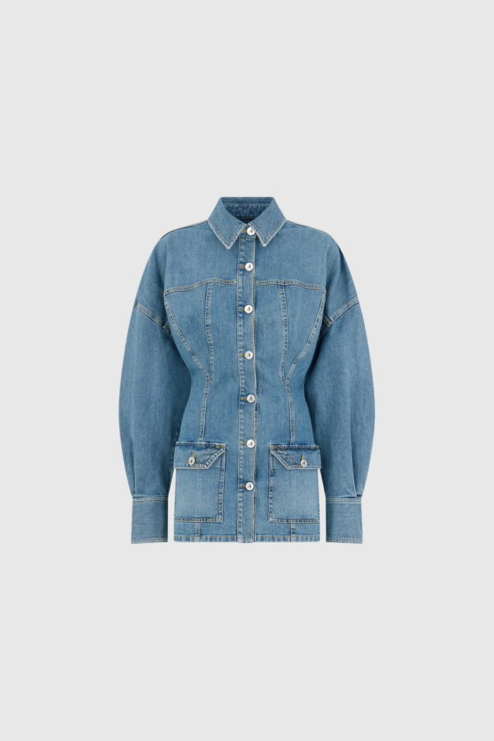 Faustina Balloon Sleeve Denim Mini Dress