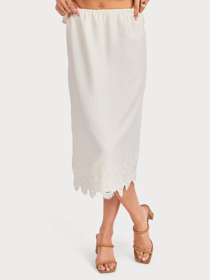 Fawn Lace Hem Midi Skirt