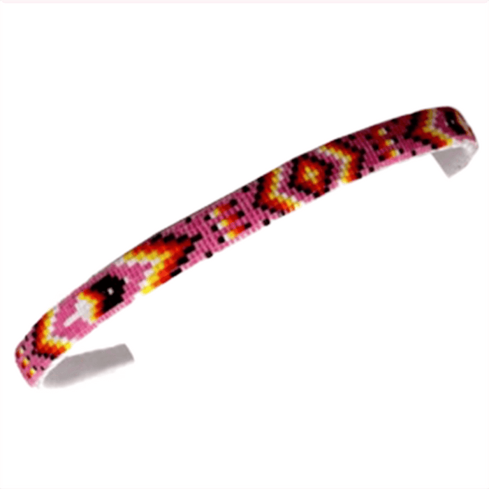 Feathers - Cutglass Headband with vibrant pink and geometric pattern, handcrafted with elegance for any outfit.