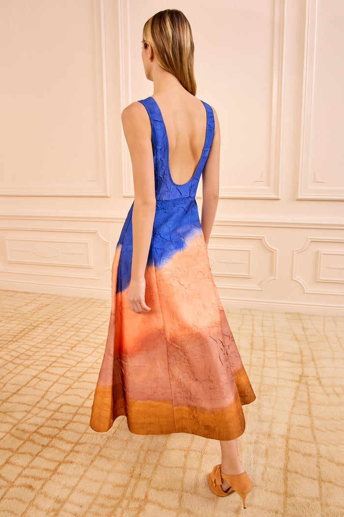 Ombre Satin Midi Dress - Open Back View | Ulla Johnson