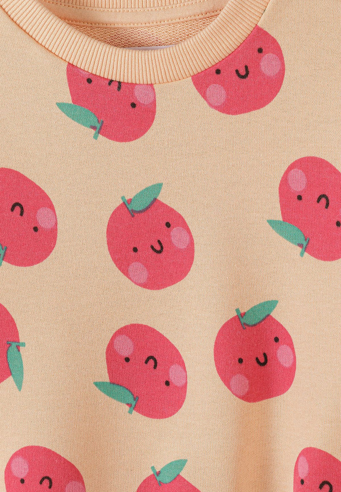 Sweatshirts 2-Pack, Apple Print & Stripe, Apricot White - 7