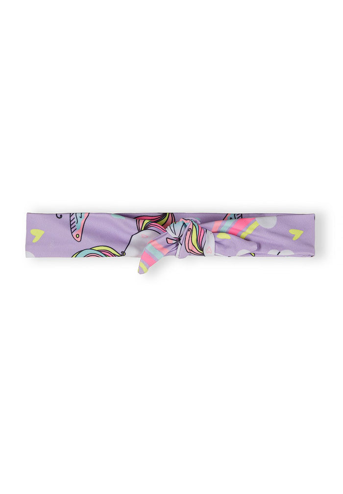 Frill Strap Swimsuit, Unicorn Print, Lilac, Headband - 5