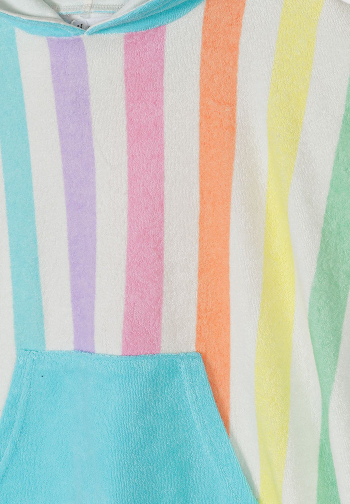 Hooded Towelling Cover-Up, Rainbow Stripes, Multicolor - 4