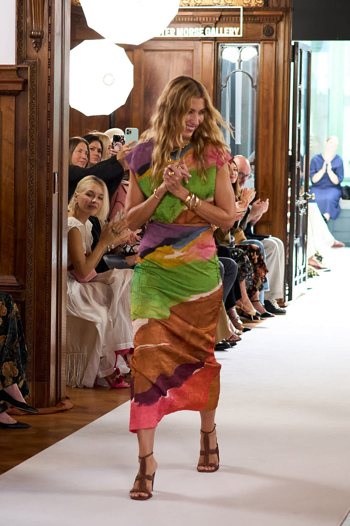 Inez Satin Pencil Skirt, Frankenthaler Print - SS26 Runway Finale Look | Ulla Johnson