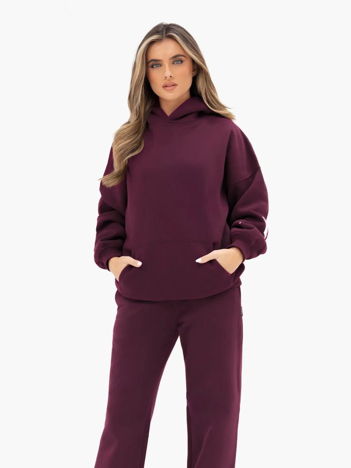 Isabel Wide Leg Sweatpants - Dark Cherry