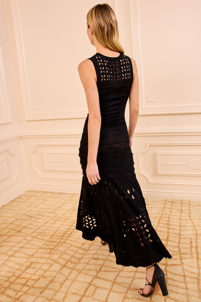 Black Eyelet Knit Dress - Back View | Ulla Johnson
