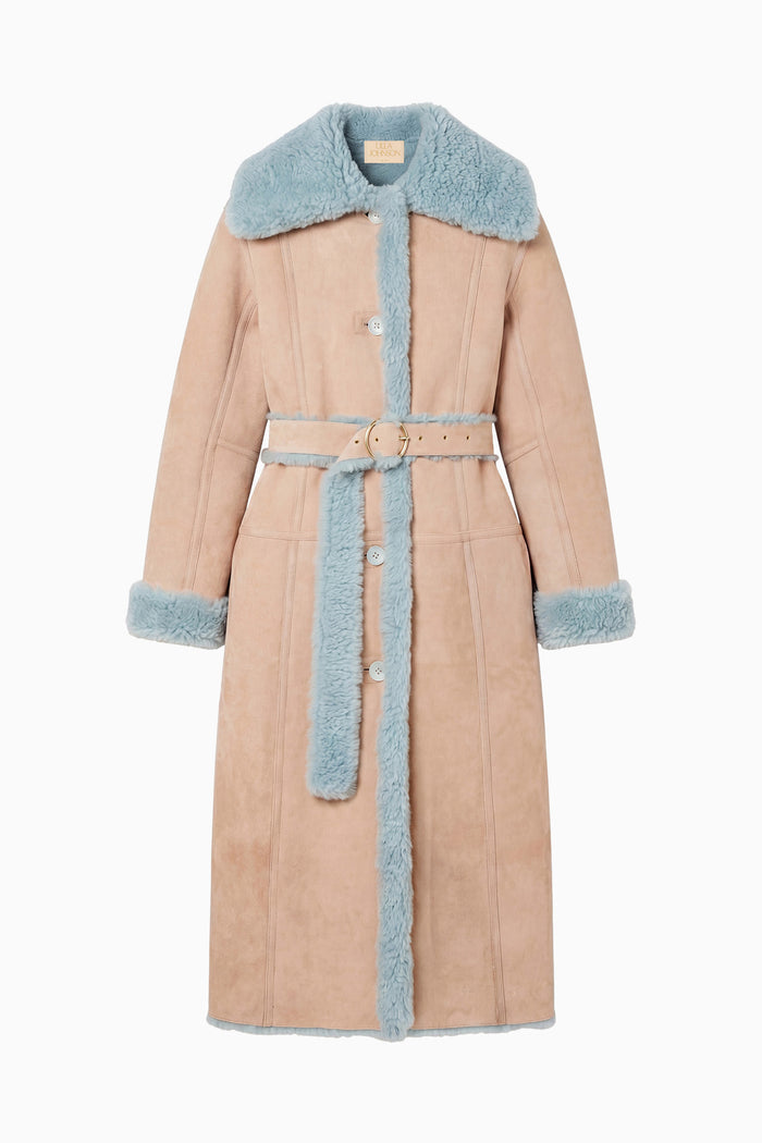 Laureline Reversible Shearling Coat - Turquoise