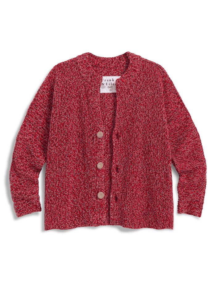 Red textured cardigan with buttons on a transparent background
