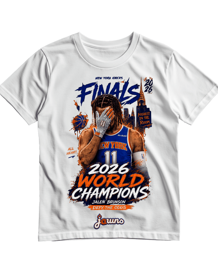 New York Knicks Brunson Glove 2026 NBA World Champions - White T-Shirt - T-Shirt - Jawns on Fire Sneakers & Shoes