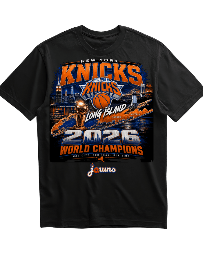 New York Knicks Long Island 2026 NBA World Champions - Black T-Shirt - T-Shirt - Jawns on Fire Sneakers & Shoes