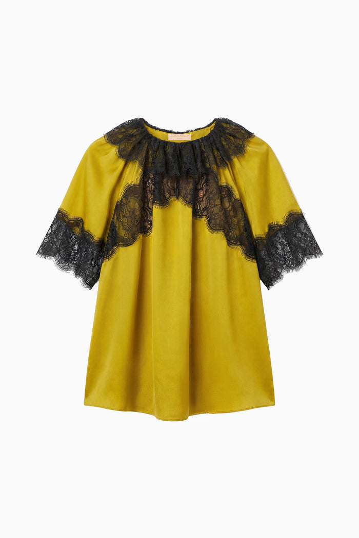 Nina Short Sleeve Silk Blouse - Citrine