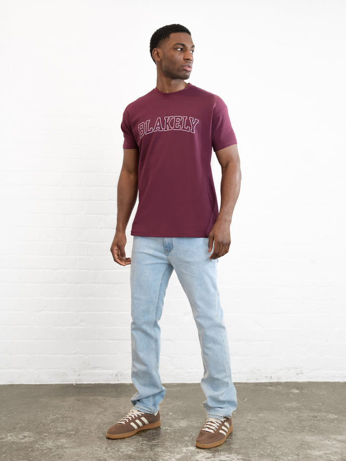 Outline Varsity Relaxed T-Shirt - Old Burgundy