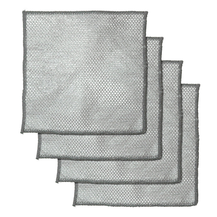 Set of four silver weave cleaning cloths
