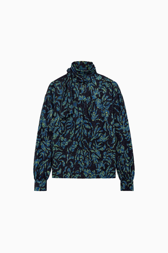 Pastel Long Sleeve Cotton Blouse - Midnight