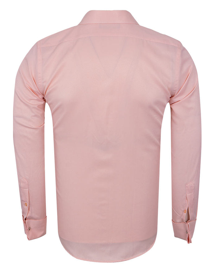 Peach Casual Twill Double Cuffed Shirts-Makrom