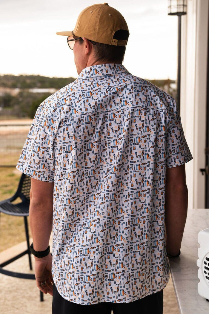 Men's Crawfish Boil performance button-up shirt — moisture-wicking fishing shirt | All Put Together
