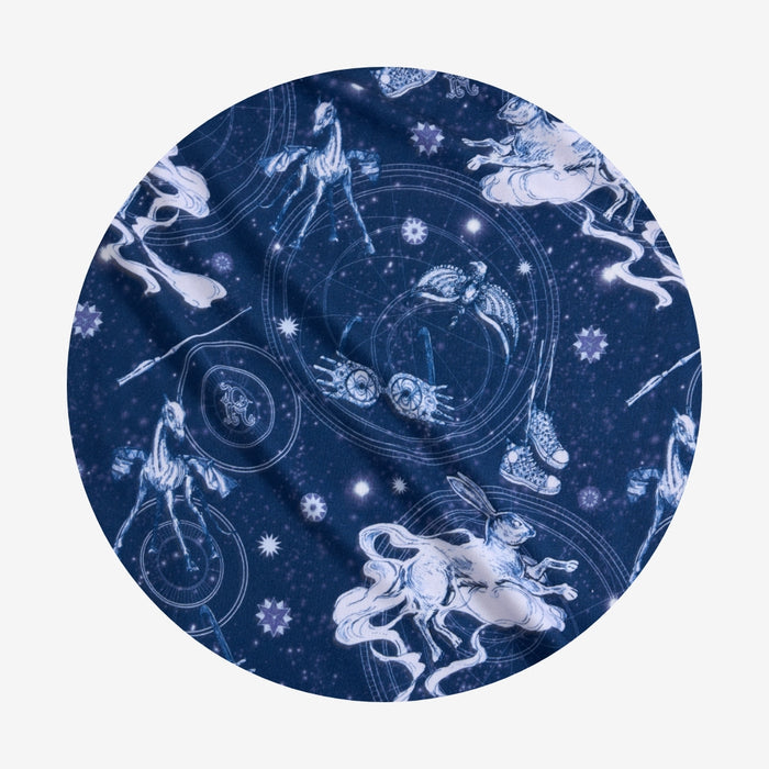 Circular design with ravenclaw signs on a blue background