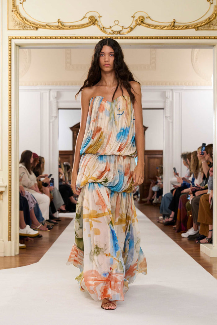 Reverie Strapless Silk Gown Western Dream - SS26 Runway Look 7, Designer Maxi Gown | Ulla Johnson