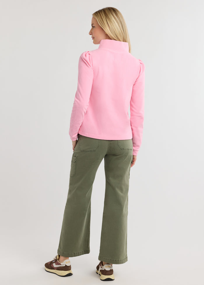 Sabrina Puff Sleeve Pullover in Terry Fleece (Prism Pink)