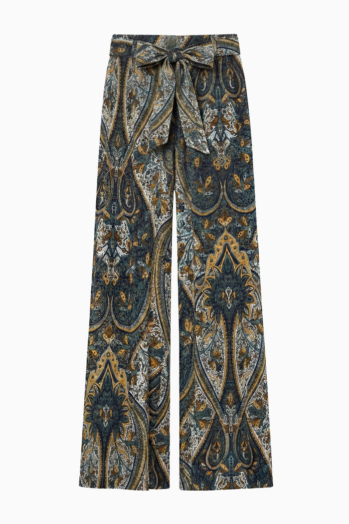 Sawyer Wide Leg Silk Pant - Prussian