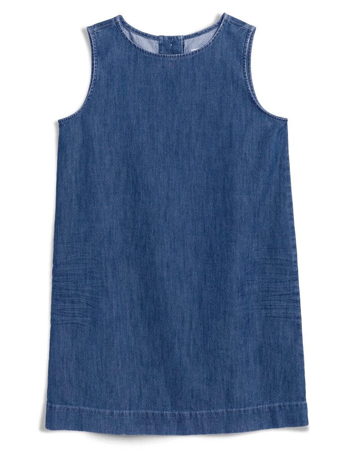 Blue denim dress on a transparent background