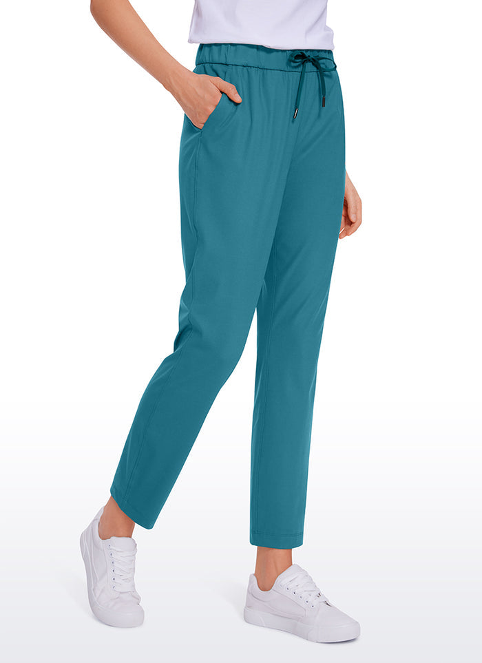 CRZ YOGA Women's Travel Slim Fit Stretch Drawstring 7/8 Pants 27'' Borealis Green