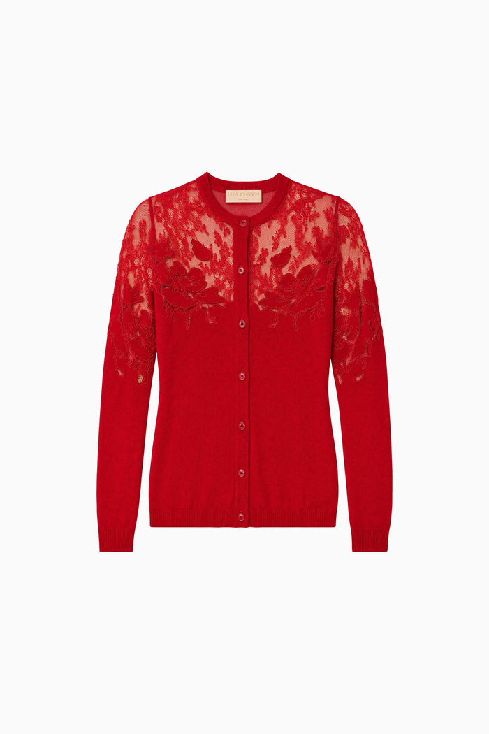 Talia Lace Cardigan - Cerise