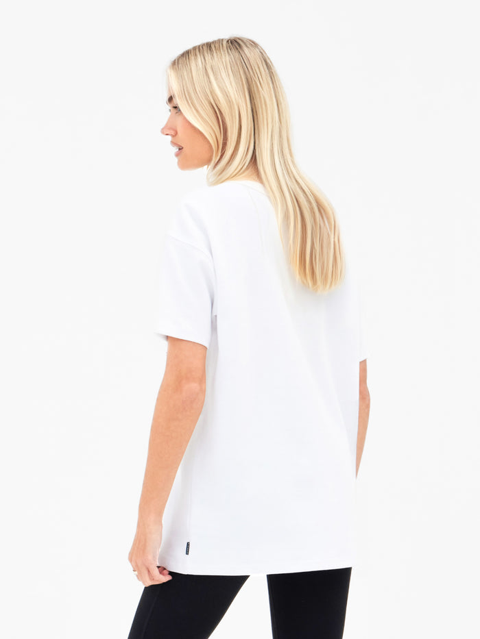 Tessa Oversized T-Shirt - White & Cherry Red