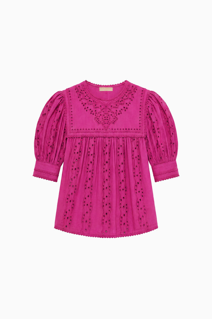 Una Short Sleeve Cotton Top - Orchid