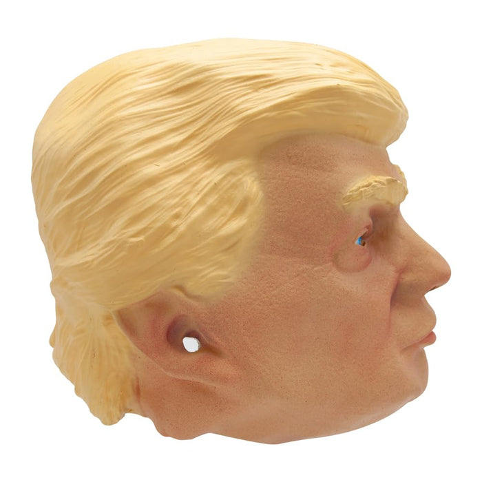 Side view of Donald Trump mask with holes at the eyes and ears