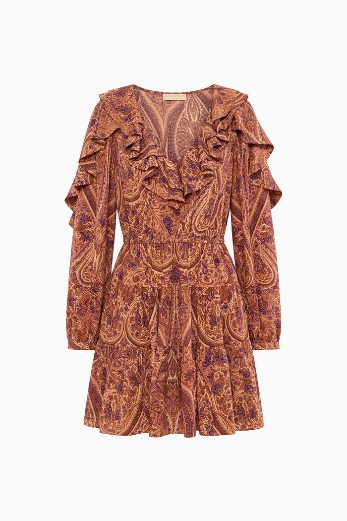 Vivi Long Sleeve Silk Mini Dress - Rosette