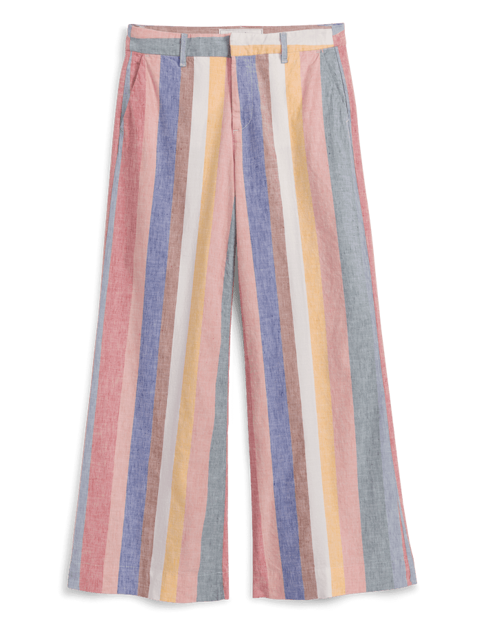 Multicolored striped pants on a black background