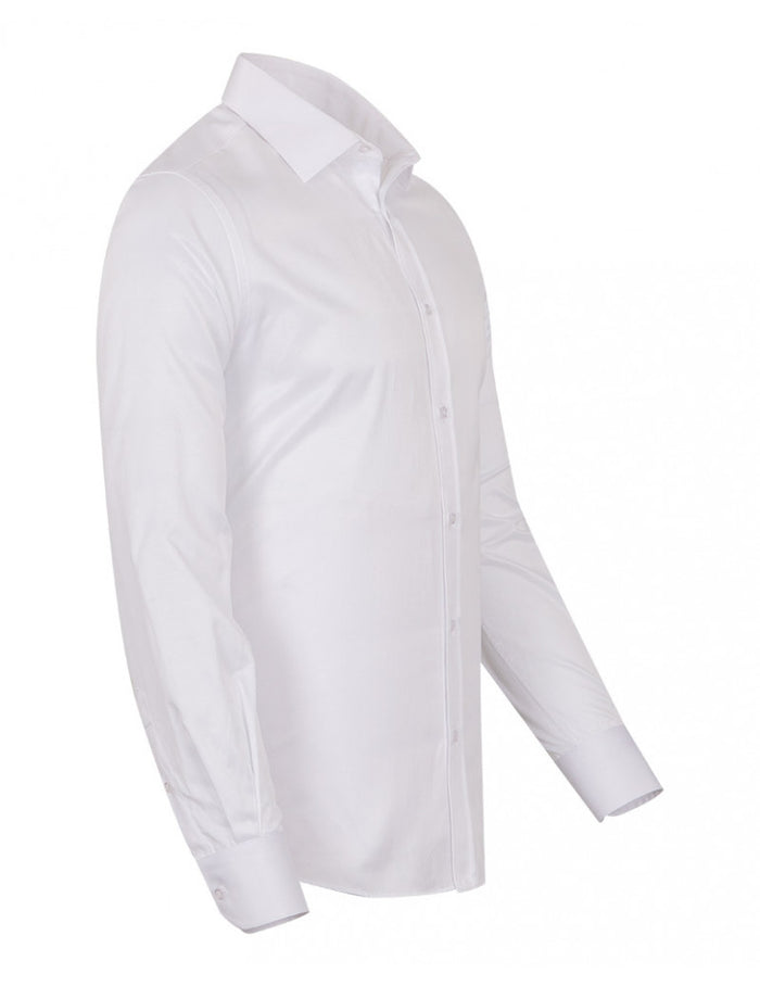 White Classic Single Cuff Men's Shirt-Makrom