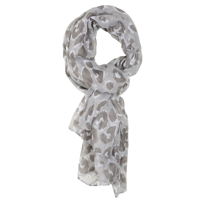 Womens Tanzania Grey Animal Print Lightweight Sheer Scarf